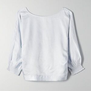 Aritzia Babaton Blue Welsch’ Reversible Crinked Cropped Blouse size Small